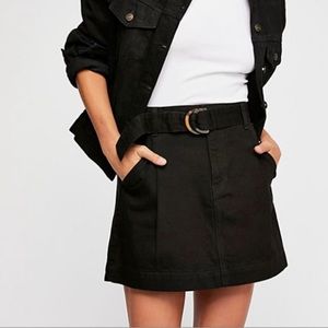 SOLD -Free People We The Free Black Denim Skirt Belted Black